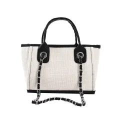 Bucket Bag Women Large Capacity Single Shoulder Diagonal Chain Tote Bag - White - View 1
