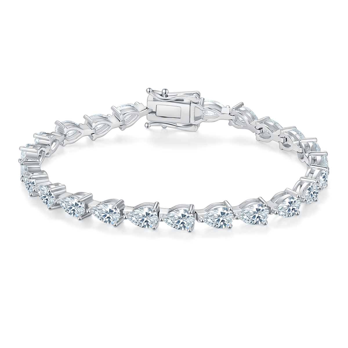 S925 Sterling Silver Pear Cut Moissanite Tennis Bracelet 6x4mm D Color VVS1 16-18-20cm GRA Certified Platinum Plated Gift Box