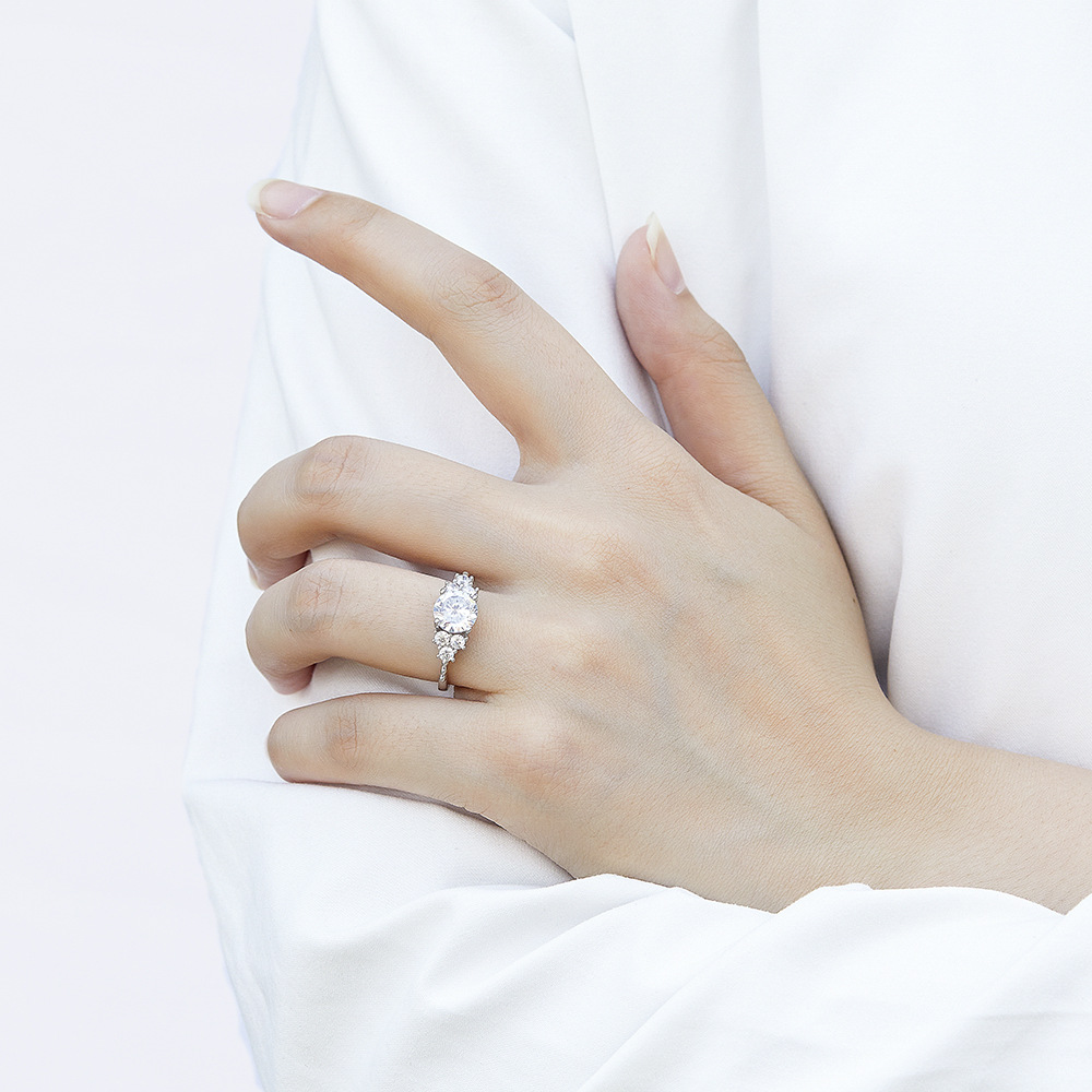 Sterling Silver Proposal Simulation Diamond Ring