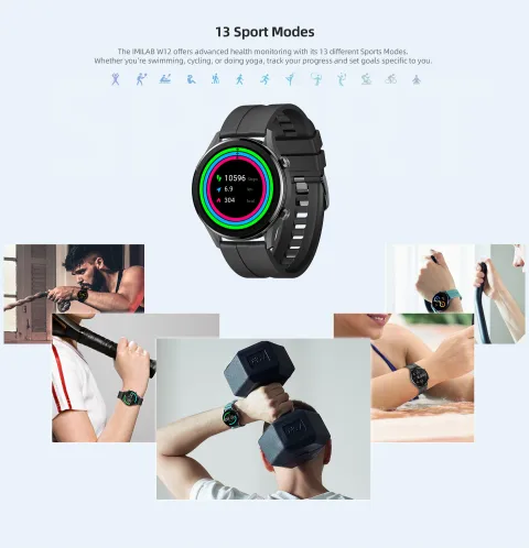 IMILAB W12 Smart Watch for Men Women Bluetooth Sports