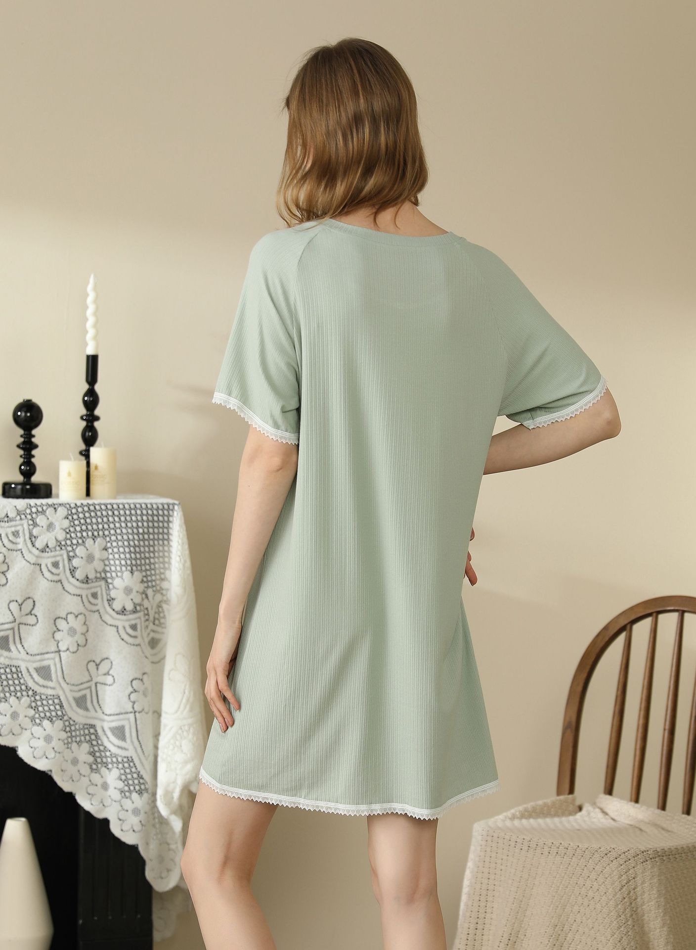 Title 12, Womens Round Neck Rayon Nightdress Short-sleev...