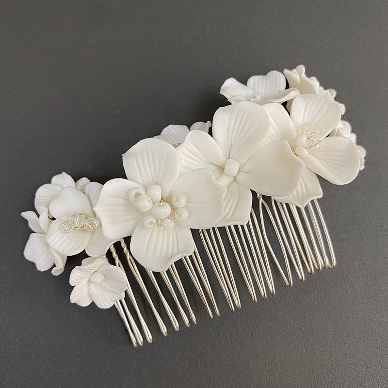 Bridal Headwear Accessories White Ceramic Silver - Shop at LoveMi