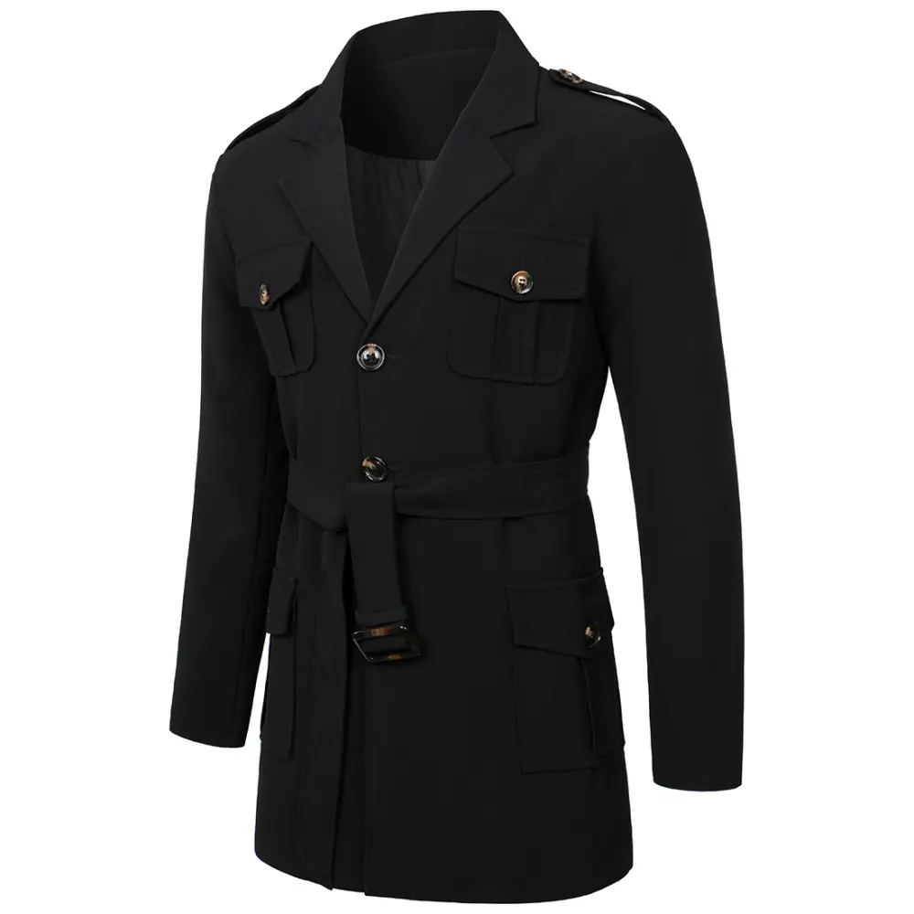 Men's Hunting Clothes Medium Length Casual Suit Trench Coat