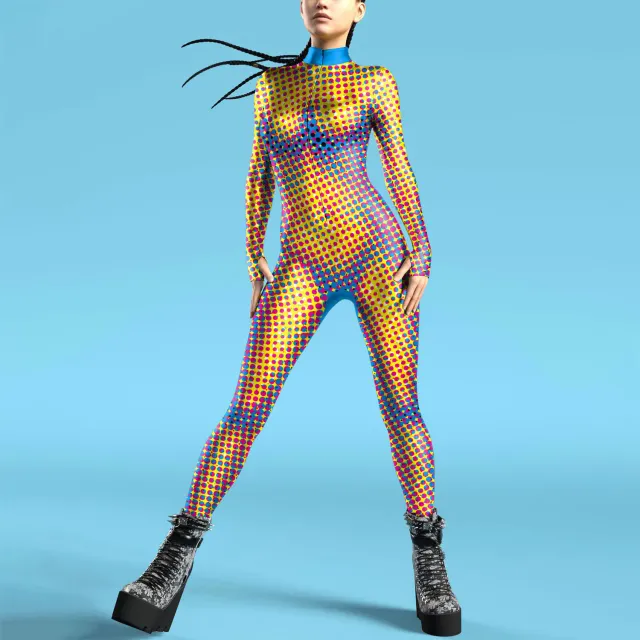 3D Digital Printed Buttoned Hand Jumpsuit B2511004 Xl - Shop at LoveMi