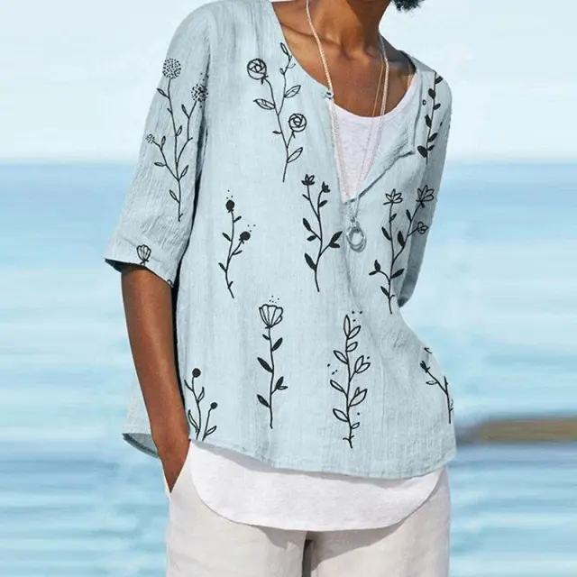 Women's Digital Printed V neck Half Sleeve Shirt Green - Shop at LoveMi