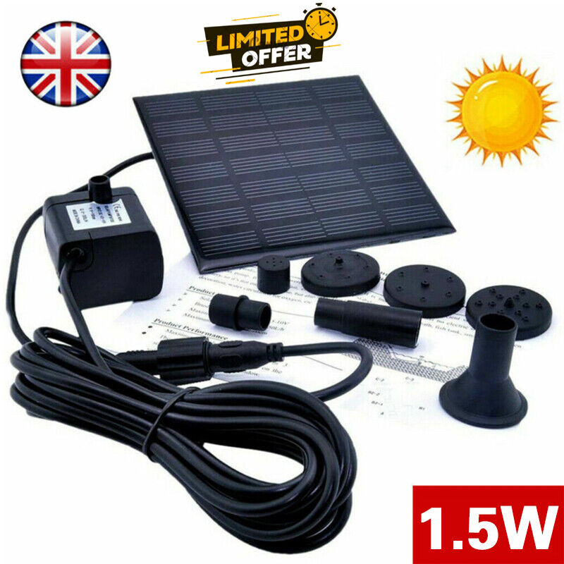 Solar Panel Powered Water Feature Garden Pool Pond Fish Aquarium Fountain — image 8