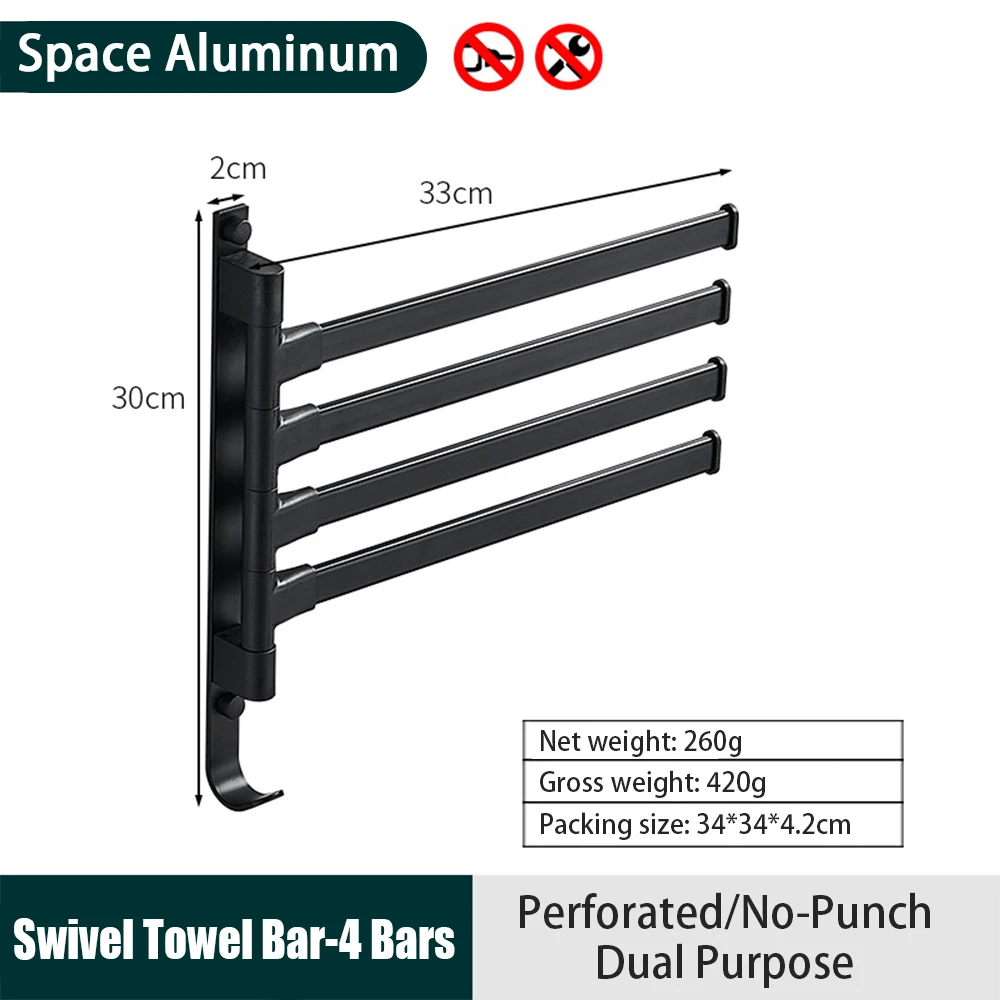 Title 2, Advanced Black New Rotating Towel Rack Bath Tow...