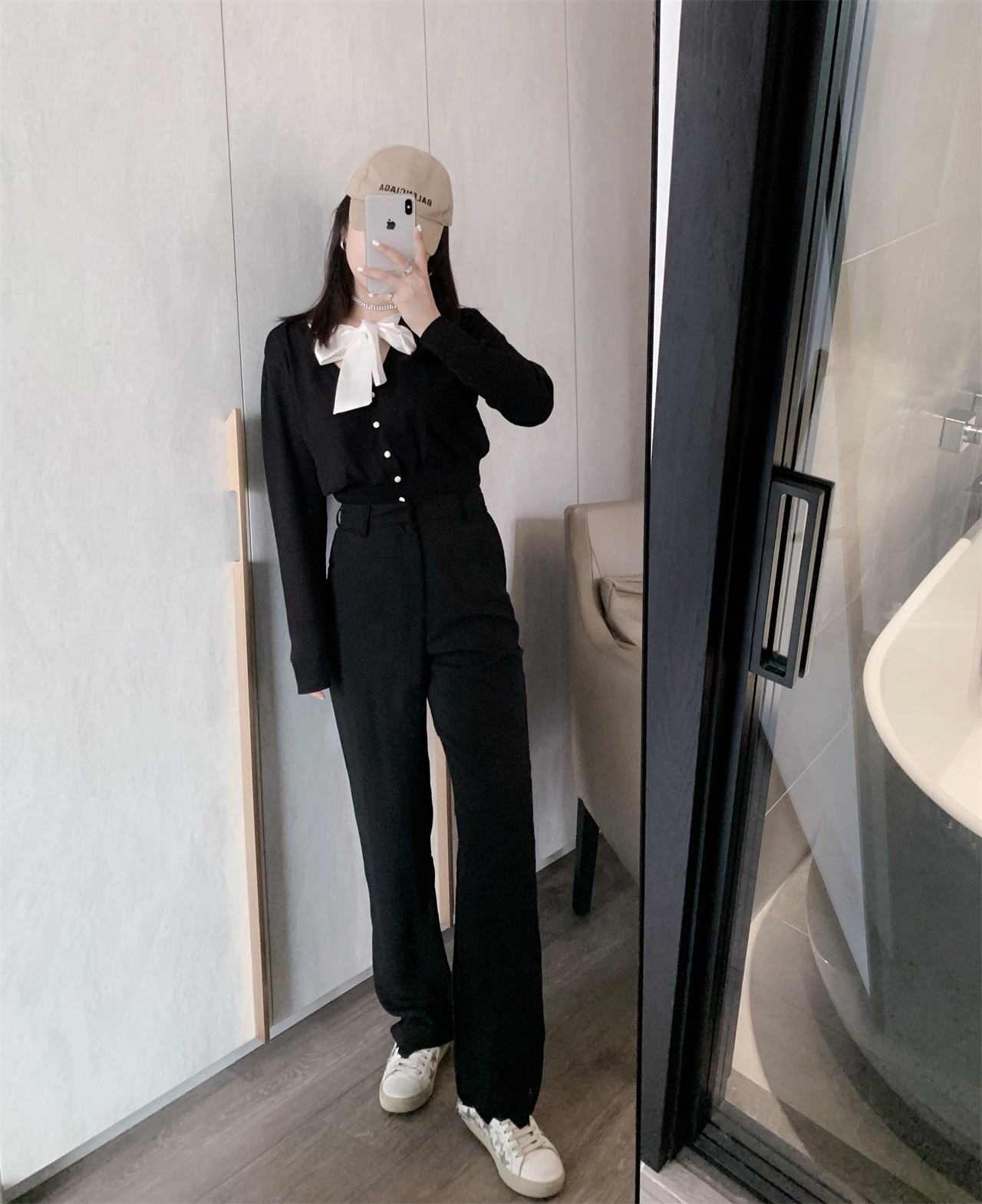 Title 4, Black high waist drape trousers