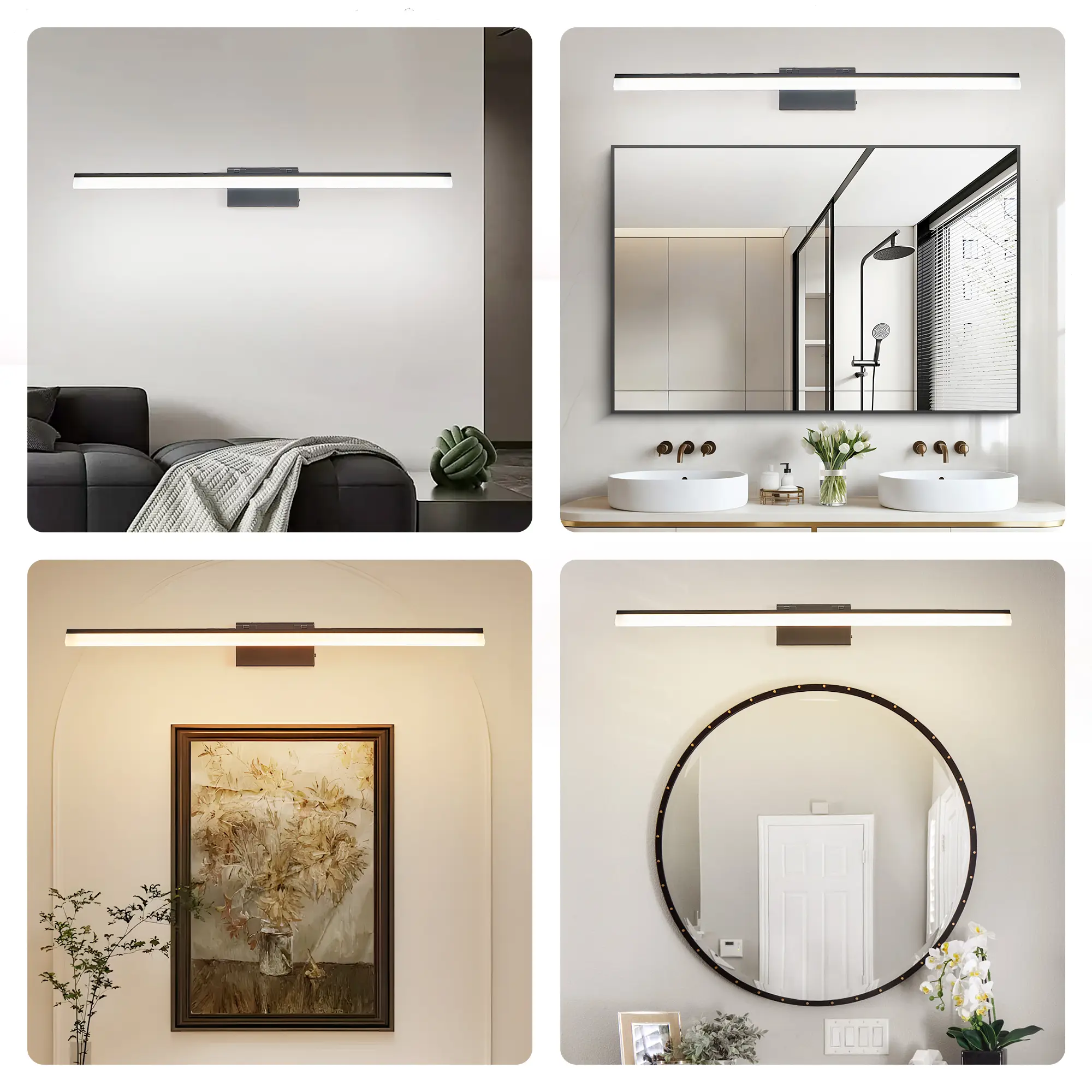39 Inch Modern LED Bathroom Vanity Light -Sleek Black Metal Wall Light For Mirror, Dressing Room Or Sink Area