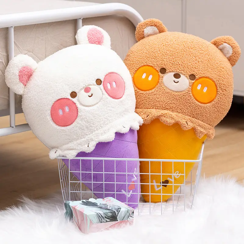 New Cartoon Animal Bear Ice Cream Pillow Plush Toy
