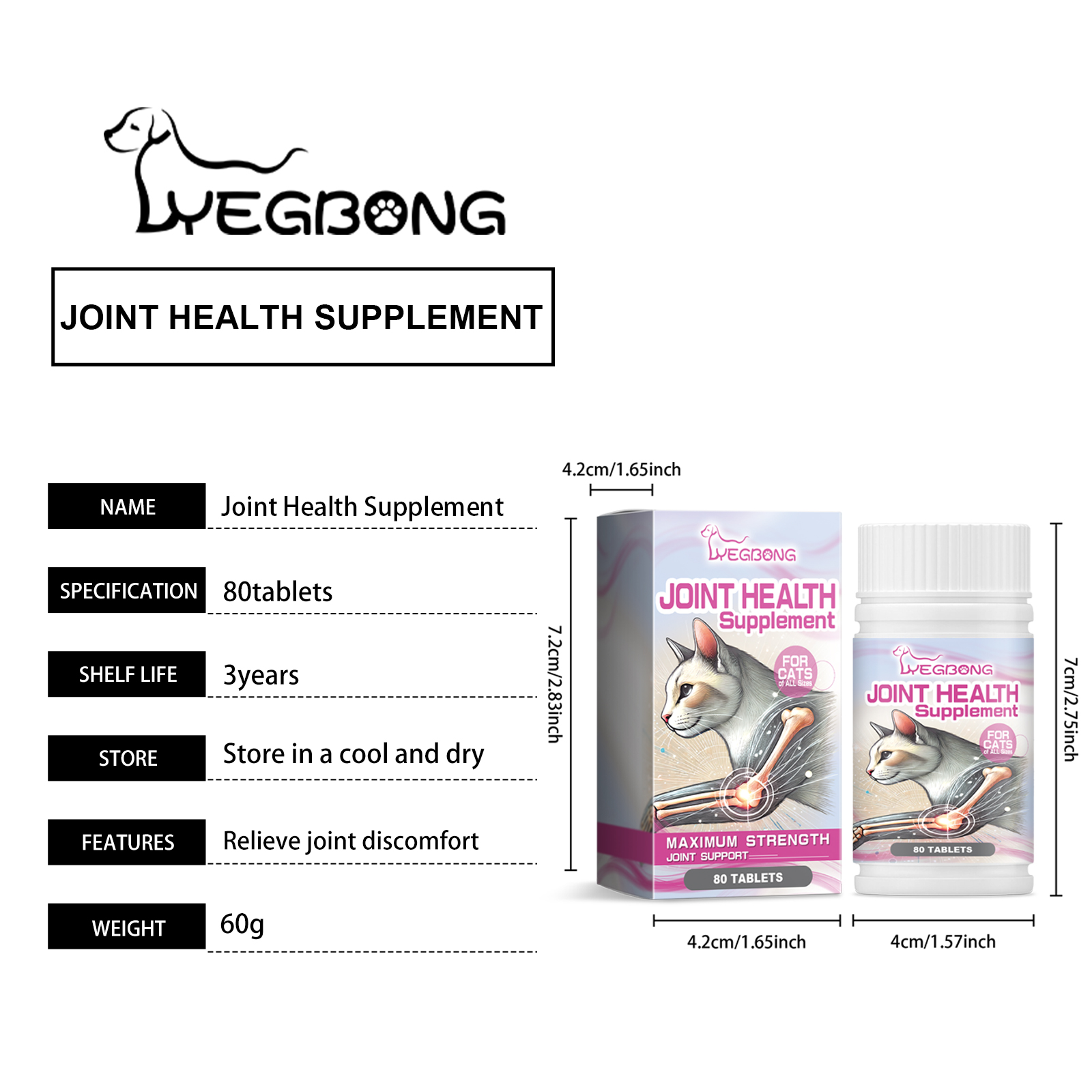 Cat Joint Health Support Tablets, Glucosamine Joint Supplement For All Breeds & Sizes Cats, 80 Count Joint Care Chewable Tablets To Relieve Joint Discomfort — foto 9