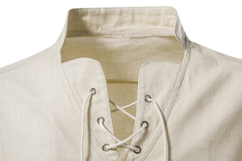 Men's Cotton Linen Shirts Long Sleeve Solid Color - 15