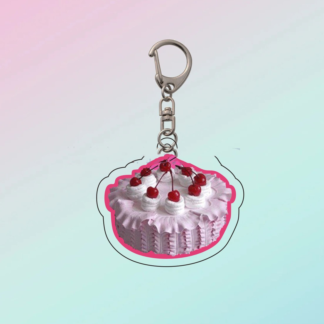 Title 3, Cute Happy Birthday Cake Acrylic Keychain