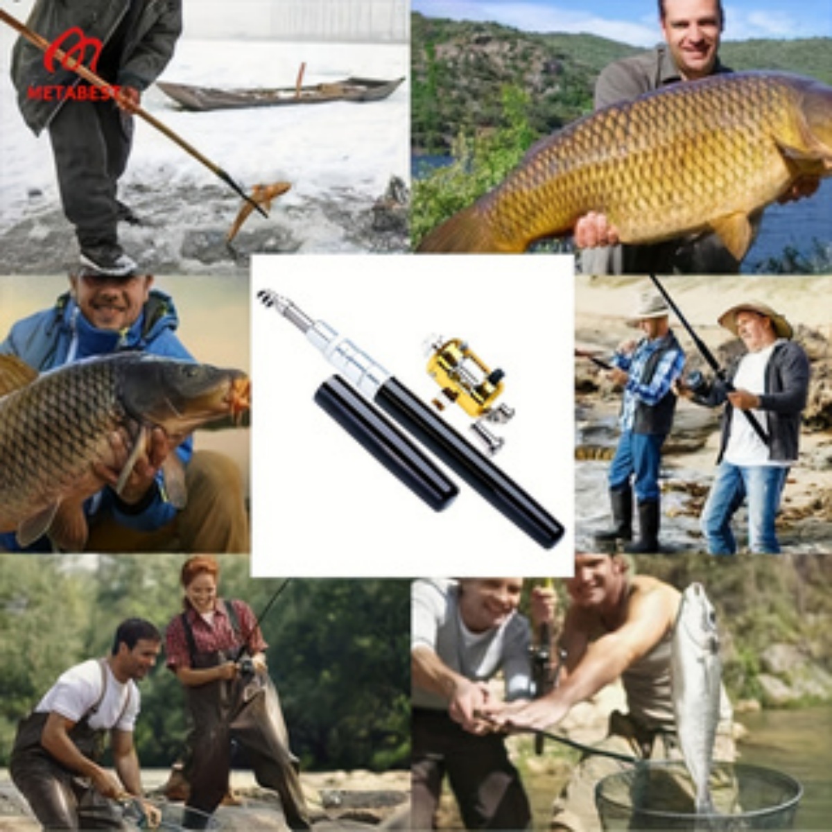 METABEST Premium Aluminum Alloy Pocket-Sized Pen Style Fishing Rod - Compact, Portable, And Ultra-Lightweight For Ice Raft, Bridge, And Travel Fishing - Perfect Gift For Fishing Enthusiasts A