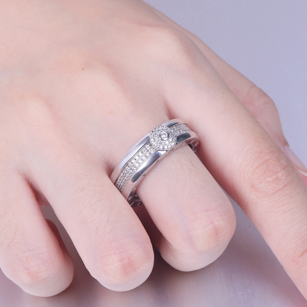 Ring Men's Wide Version With Micro-encrusted Diamonds