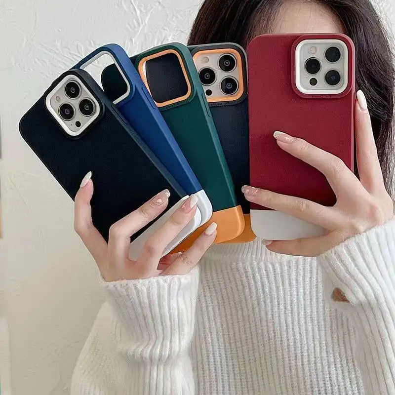 Silicone New Three-in-one Contrast Color Mobile Phone Case