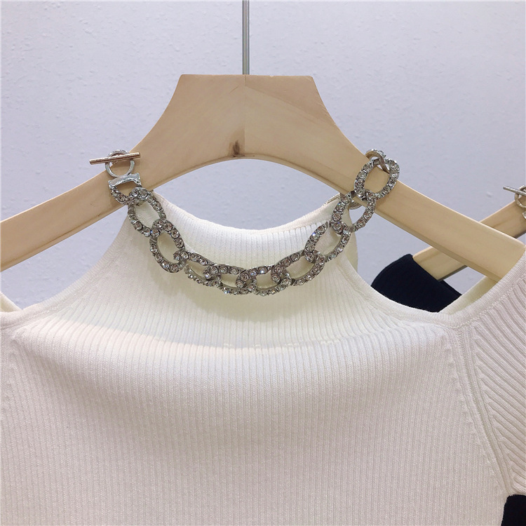 New Hollow Strapless Short-sleeved Top