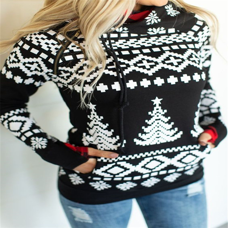 Colorblock Hooded Casual Positioning Printed Sweatshirt