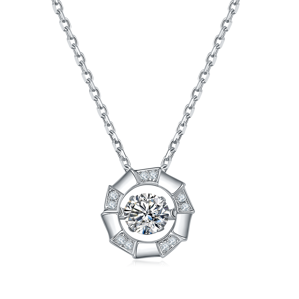 Collier Ajouré Moissanite 0,5ct D VVS1 Argent 925 Plaqué Platine 45cm