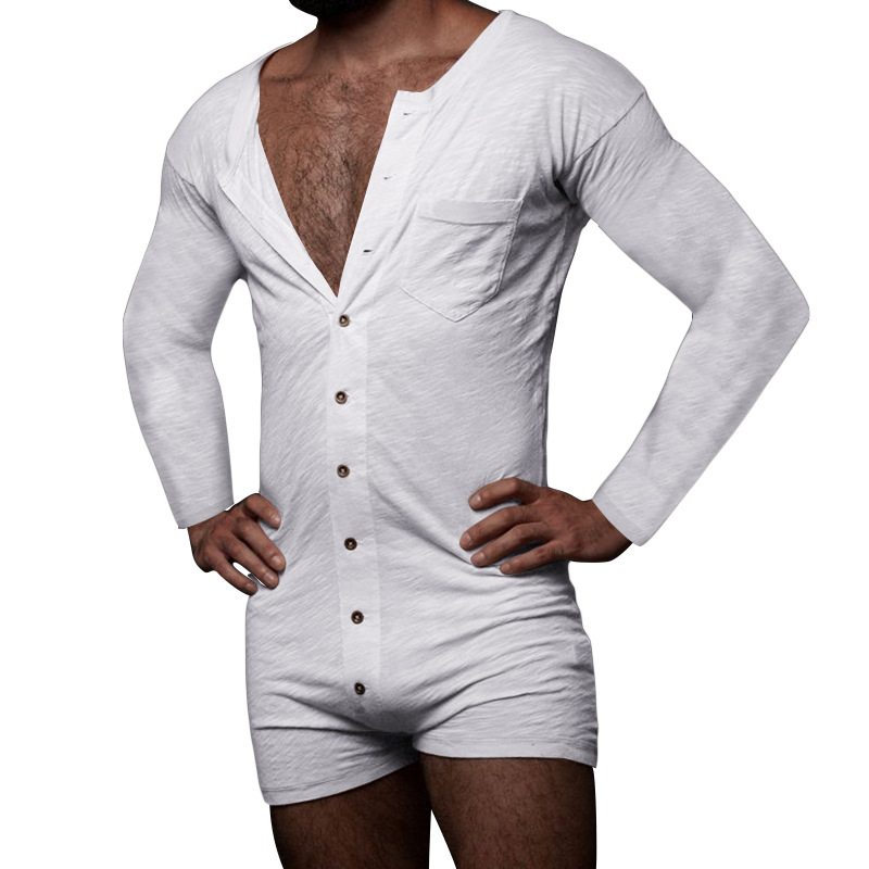 Men's Solid Color Bodysuit Homewear Pajamas