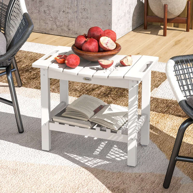 HDPE Shower Bench, Waterproof Shower Stool With Handle, Storage Shelf, Non-Slip Pads For Indoor Outdoor, White