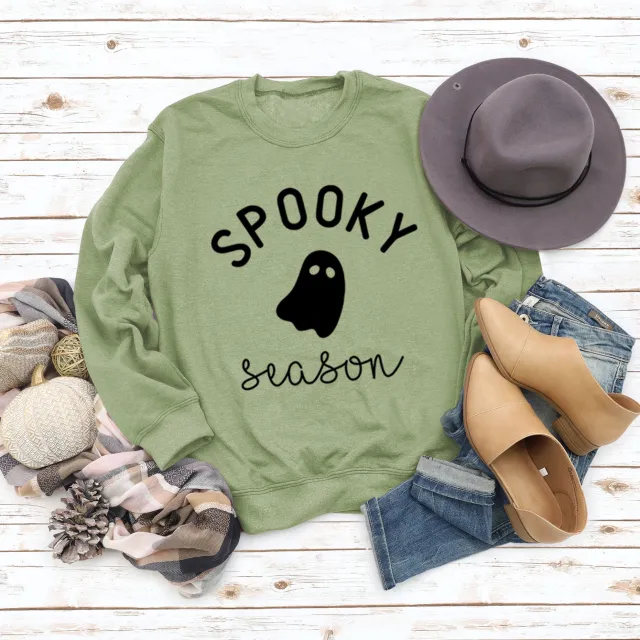 Loose Letters Autumn And Winter Round Neck Sweater Ladies Olive - Shop at LoveMi