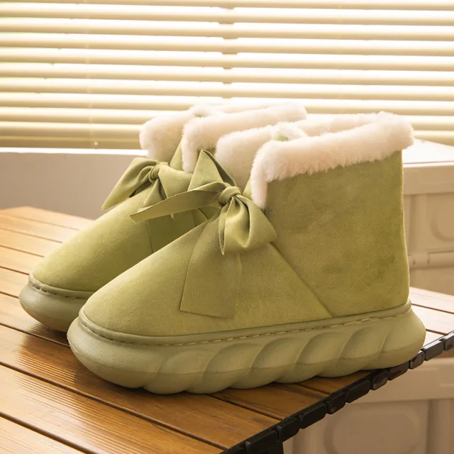 Snow Boots Women's Winter Home Indoor Plush Warm Thick Sole Green - Shop at LoveMi