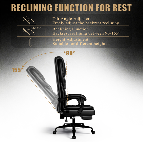 Chaise de jeu, chaise de bureau avec support lombaire gonflable – Image 2