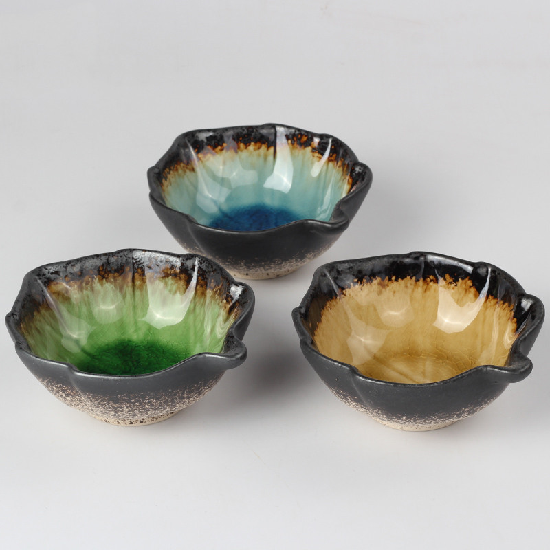 Ice Crackle Glaze Ceramic Leaf Shaped Bowl