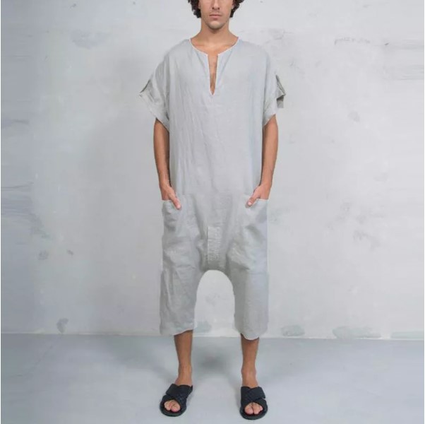 Men's T-Shirt One Piece Linen Personalized Casual Jumpsuit