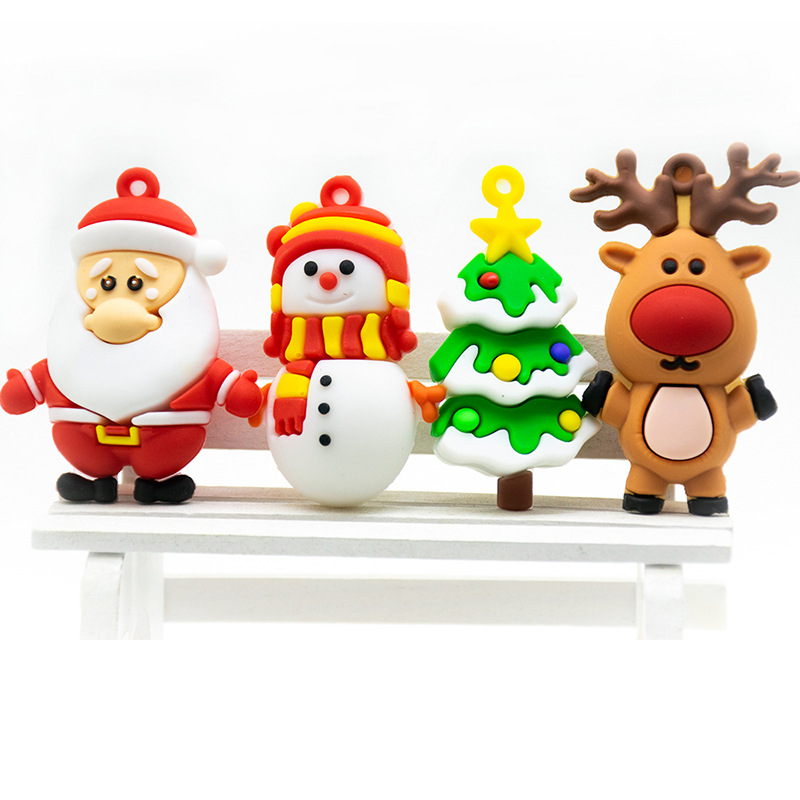 Santa Claus Elk Snowman Christmas Tree Key Pendant