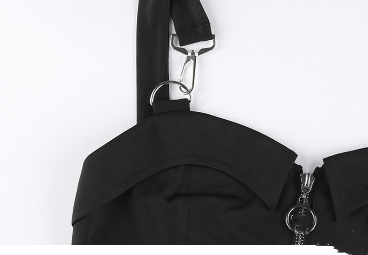 Black Zipper Iron Buckle Camisole Women's Bottoming Vest