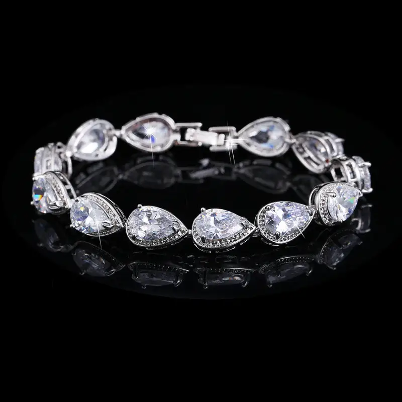 Girls' Jewelry Fashion Drop Shaped Platinum Plated Zircon Bracelet