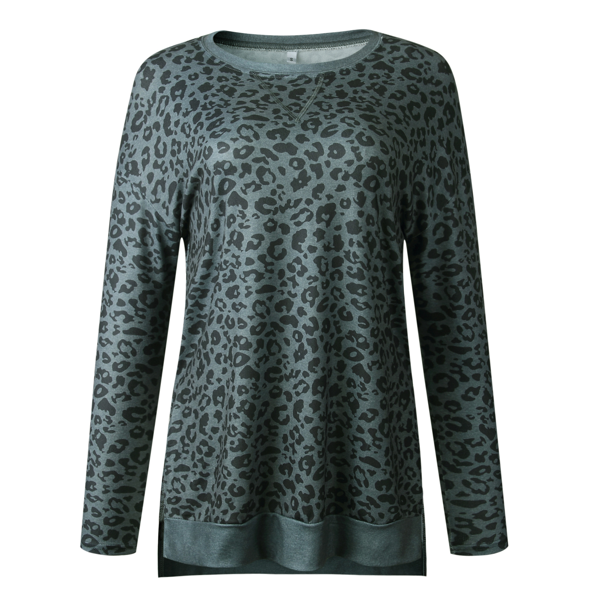 Title 11, Leopard print round neck irregular long-sleeved...