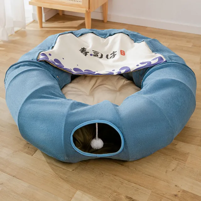 Cat's Nest Tunnel Toy Removable And Washable Folding Bed Blue - Shop at LoveMi