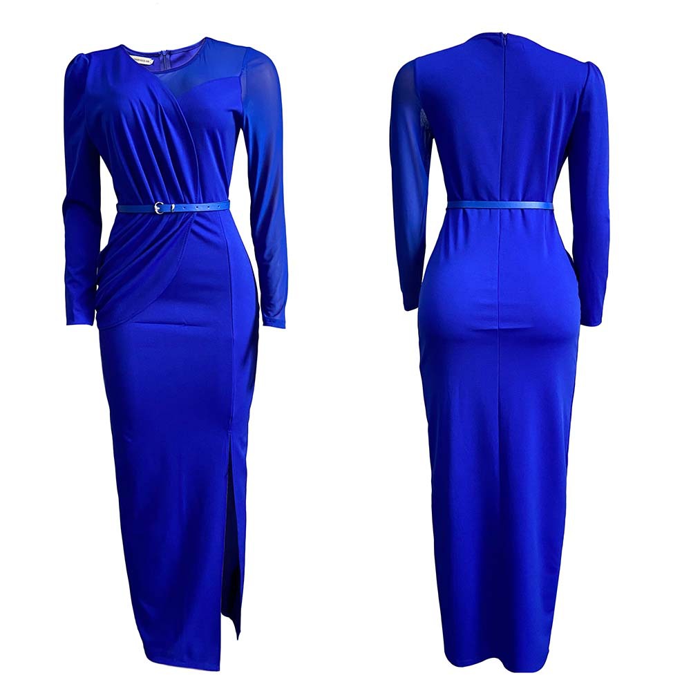Mesh-Panel Long Dress