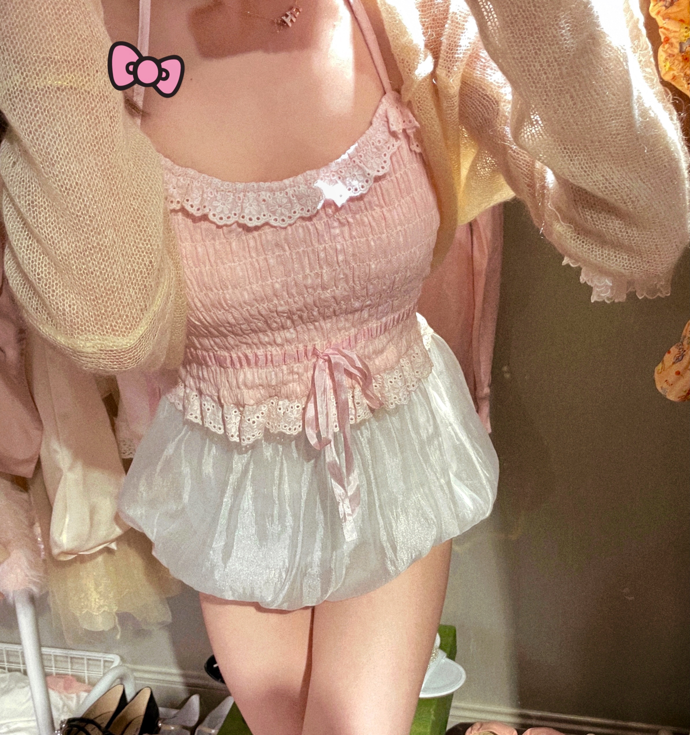 Camisole Women's Summer Wear Early Autumn White Slim Short Style Lace Halterneck Top