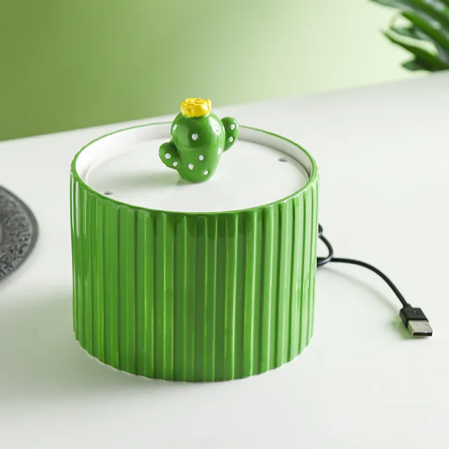Cat Ceramic Automatic Circulating Water Dispenser Green - Shop at LoveMi