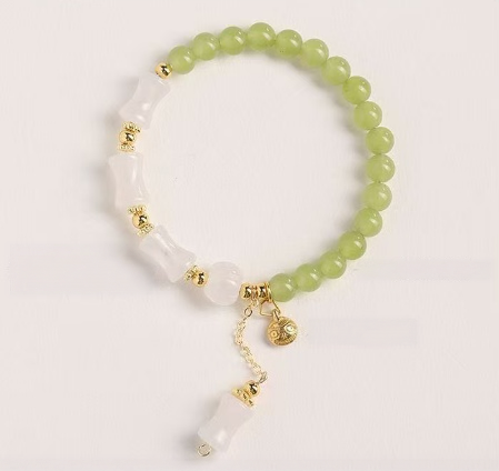 Quartz Jade Bamboo Joint Beaded Bracelet