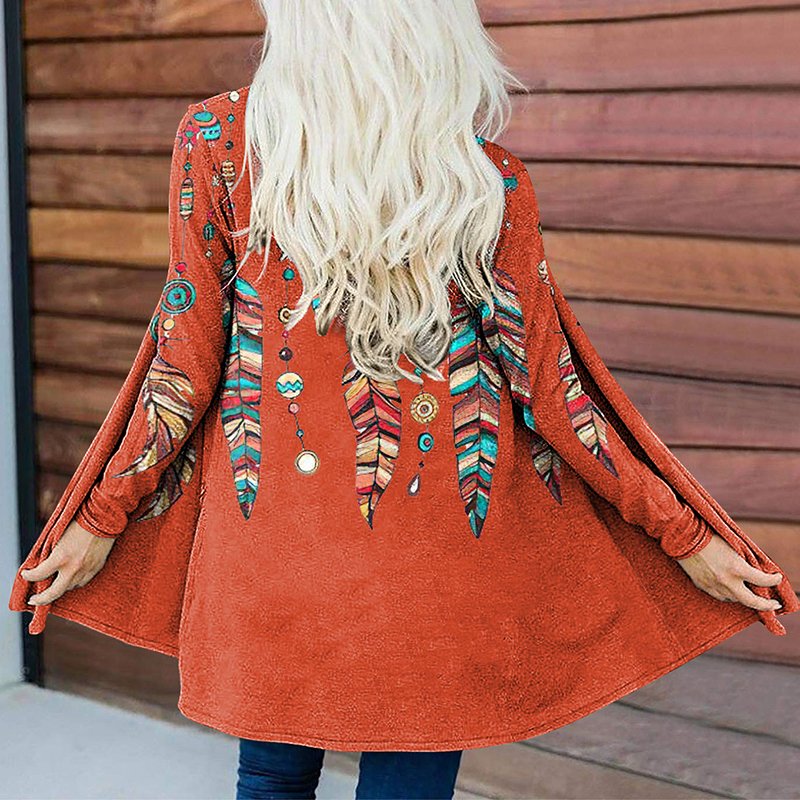 Ladies Landscape Style 3D Printed Pattern Cardigan Fall Winter Casual Comfortable Cape Jacket