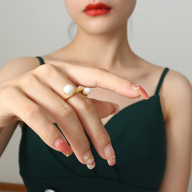 Personality Geometry Double Colorful Column Twist Ring For Women