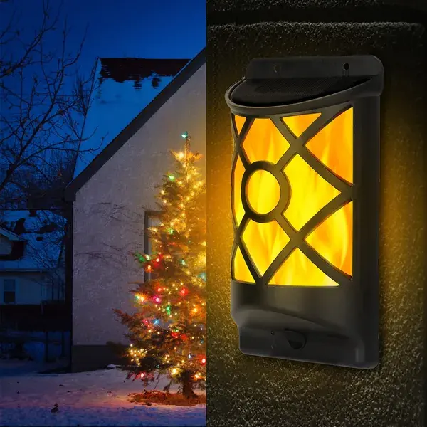 Flame Solar Lights Outdoor 96 LEDs Waterproof