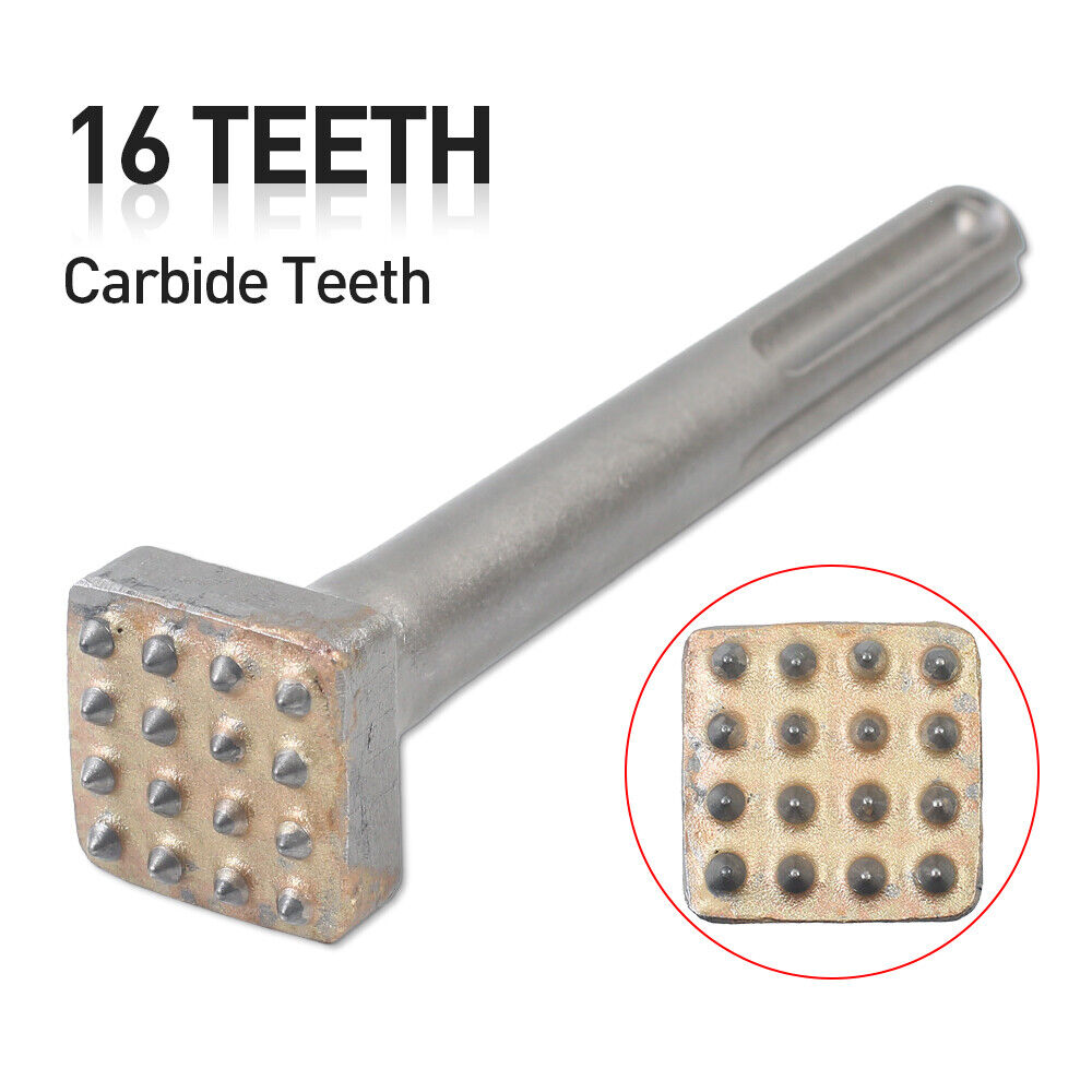 SDS PLUS Carbide Tipped 16Teeth Bush Hammer Chisel Bit For Cement Concrete Stone 4