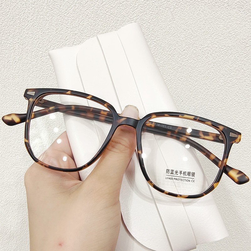 Retro Large Square Flat Glasses Leopard Print - Shop at LoveMi