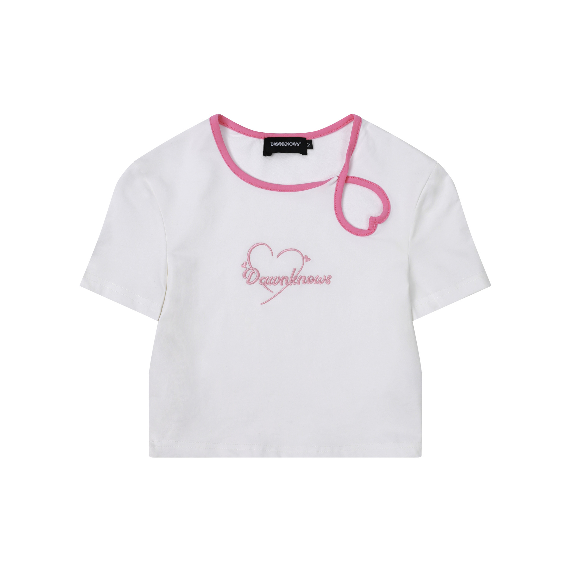 Title 10, T-shirt corto da donna con cuore traforato, man...