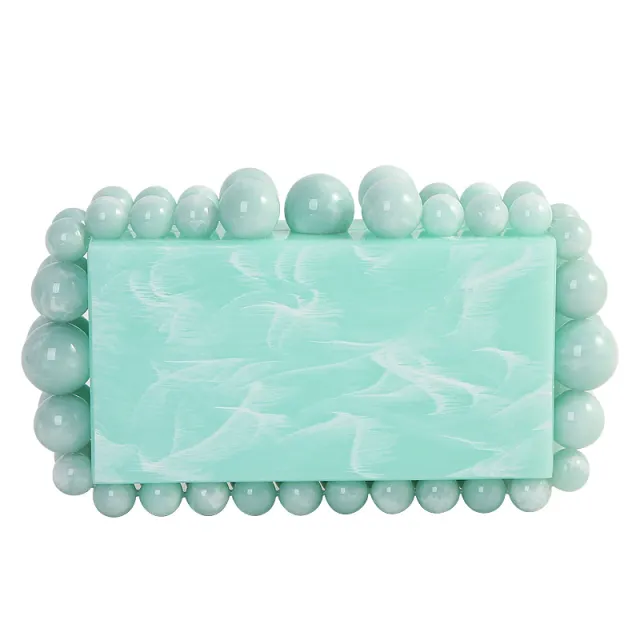 Large And Small Pearl Acrylic Marbled Clutch Green - Shop at LoveMi