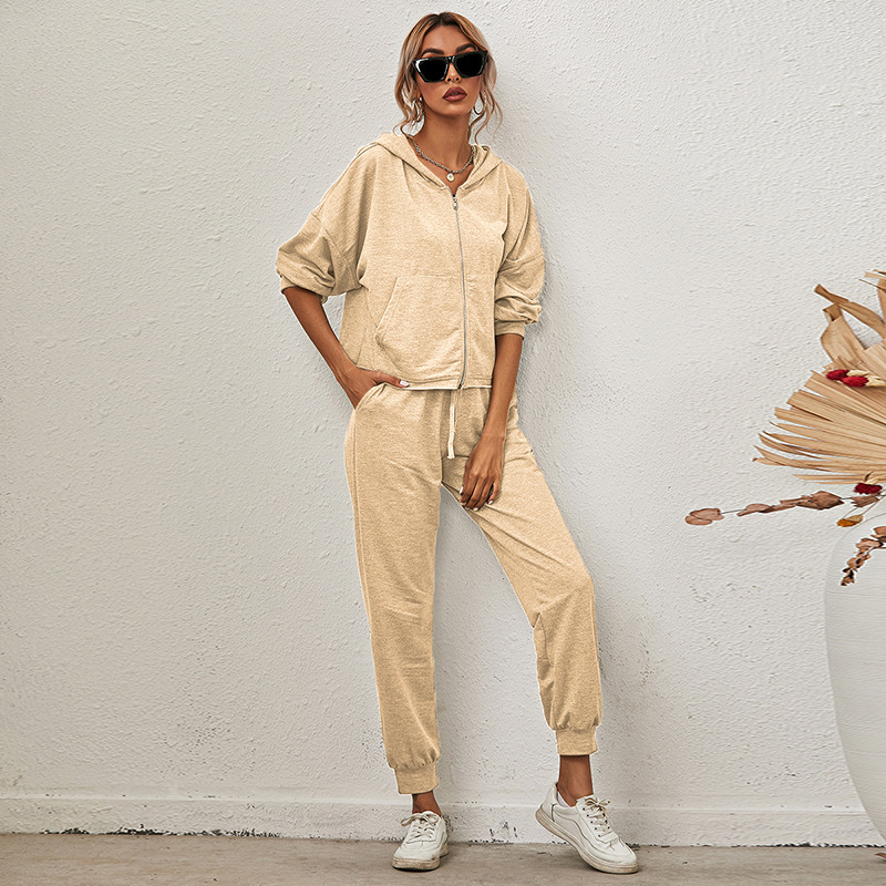 Two-Piece Long-Sleeved Hooded Cardigan Casual Sweater