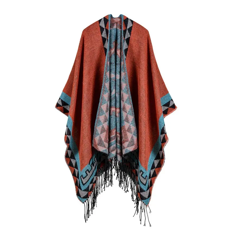 Women's Diamond Tassel Extended Faux Cashmere Shawl