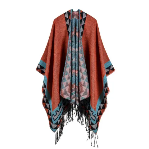 Women's Diamond Tassel Extended Faux Cashmere Shawl