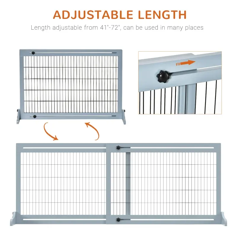 Extra Wide Freestanding Pet Gate With Adjustable Length Dog